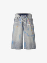 Street Painting Graffiti Denim Jorts