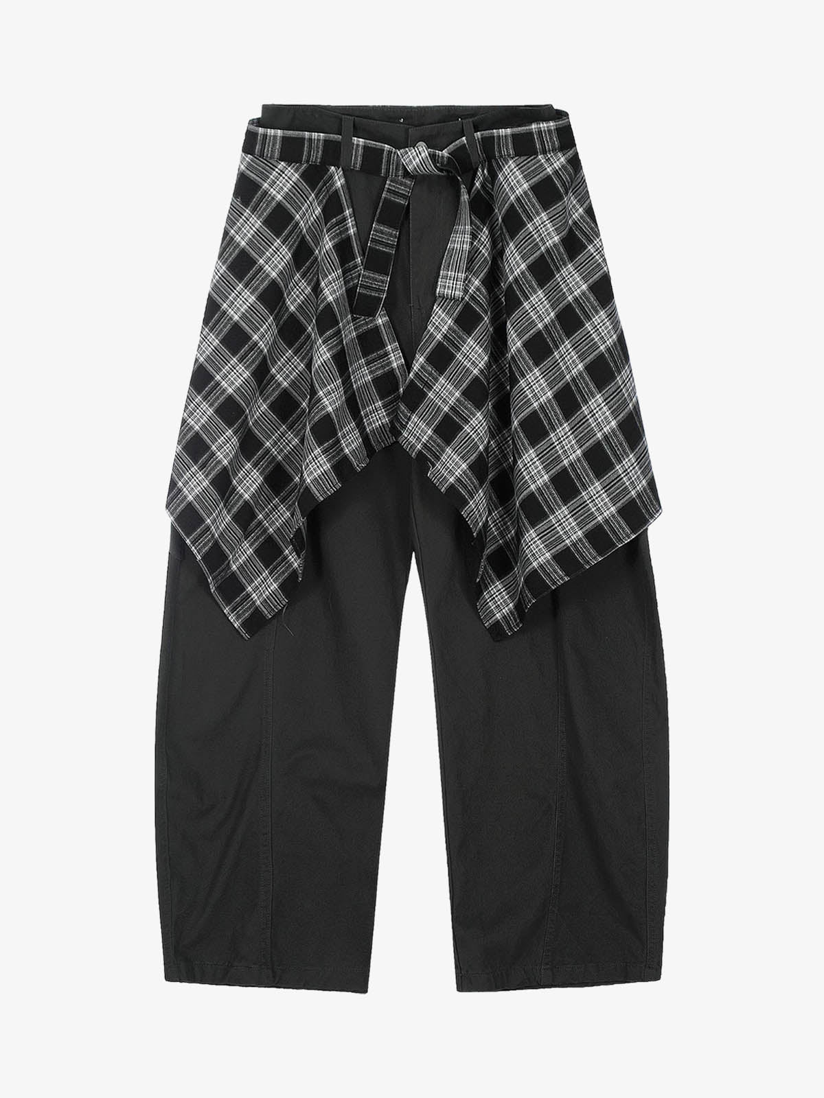 Plaid Decorative Patchwork Loose Pants - image 11