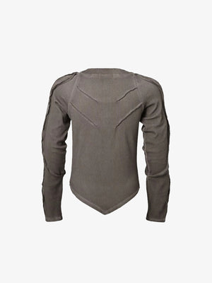 Camiseta de manga larga con paneles – marrón, parte trasera plana | XoKool