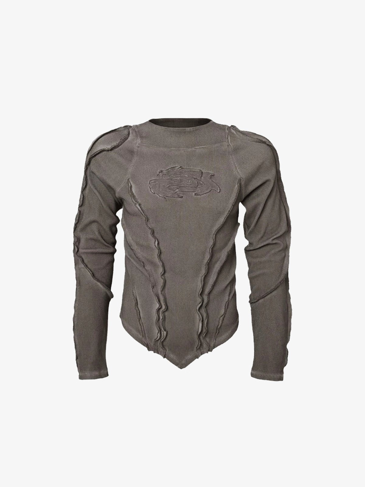 Camiseta de manga larga con paneles – marrón, parte delantera plana | XoKool