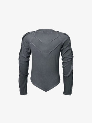 Camiseta de manga larga con paneles – gris carbón, parte trasera plana | XoKool