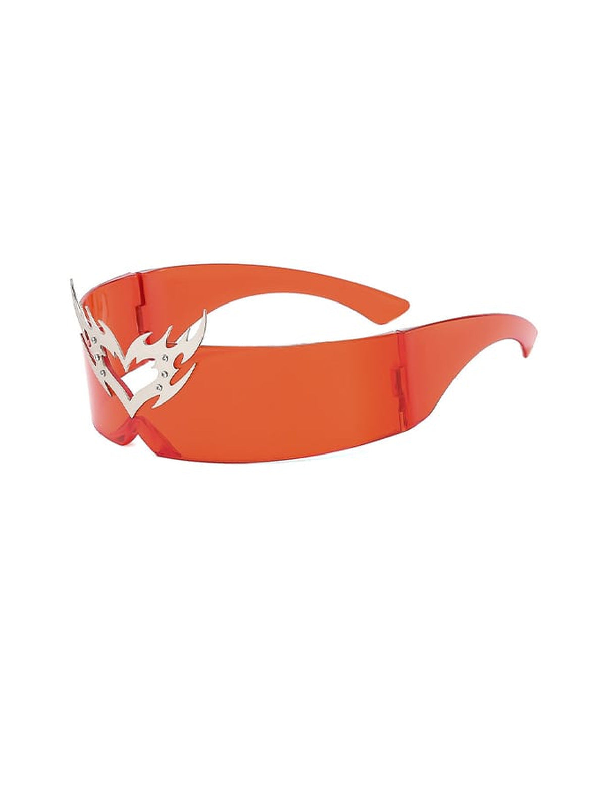 Shield-Sonnenbrille mit Flammenherz – Orangerot, Schrägansicht | XoKool
