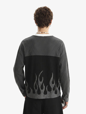 Flame Long Sleeve Shirt with Number 87 Print – Charcoal, on model back | XoKool
