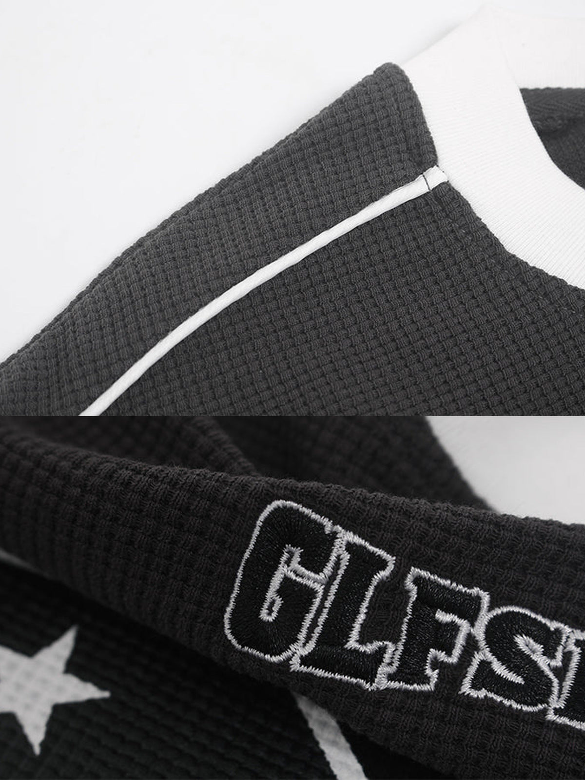 Flame Long Sleeve Shirt – collar and chest wordmark close-up | XoKool