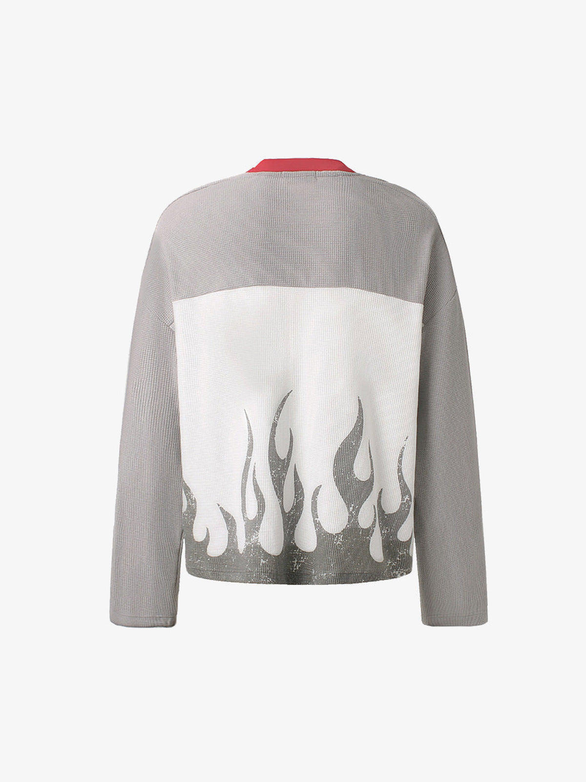Flame Long Sleeve Shirt – Grey White, back | XoKool