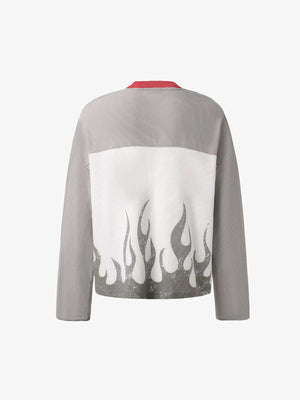 Flame Long Sleeve Shirt – Grey White, back | XoKool