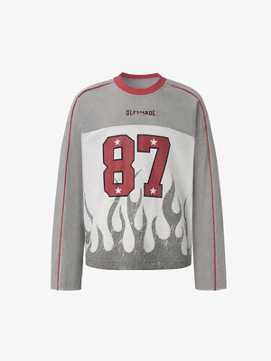 Flame Long Sleeve Shirt – Grey White, front | XoKool