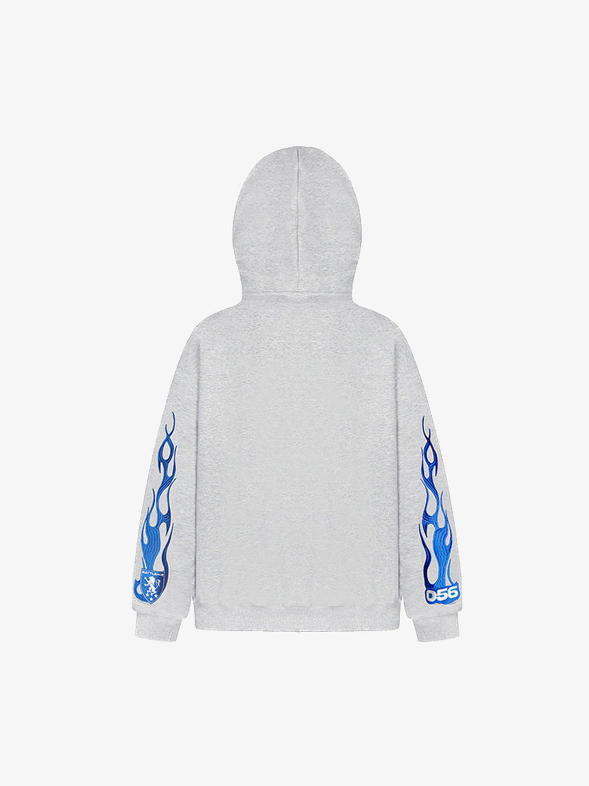 Flame Sleeve Full Zip Hoodie with Face Mask – Heather Grey, back view | XoKool