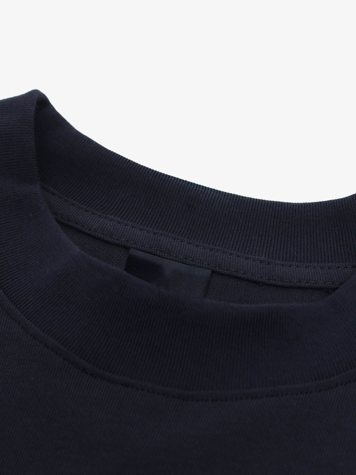 Flame sleeve tee – Navy, crew neck close-up | XoKool