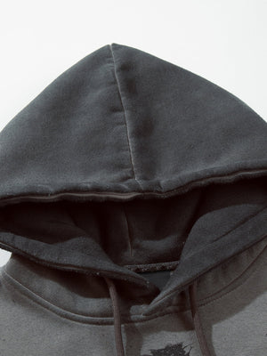 Skeleton hoodie – Faded Grey, hood and inner neck close-up | XoKool