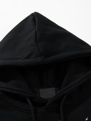 Skeleton hoodie – Black, hood and inner neck close-up | XoKool