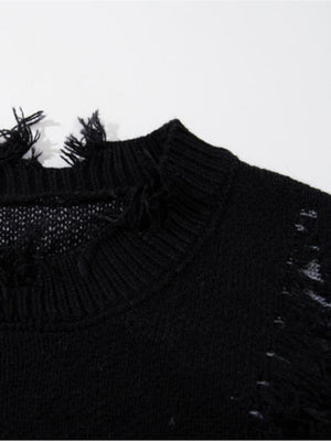 Gothic script sweater – Black, neckline close-up | XoKool