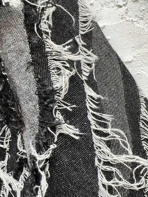 Denim shoulder bag – Frayed fabric close-up | XoKool