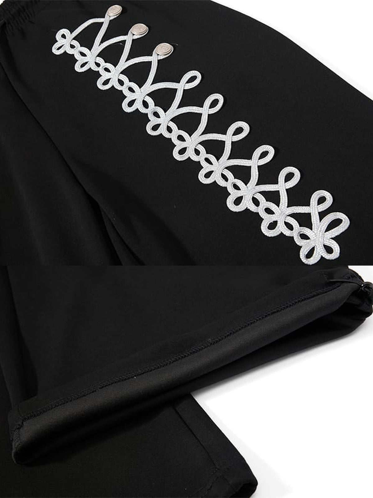 Balloon Jogginghose – Schwarz, Detailansicht Applikation und Saum | XoKool