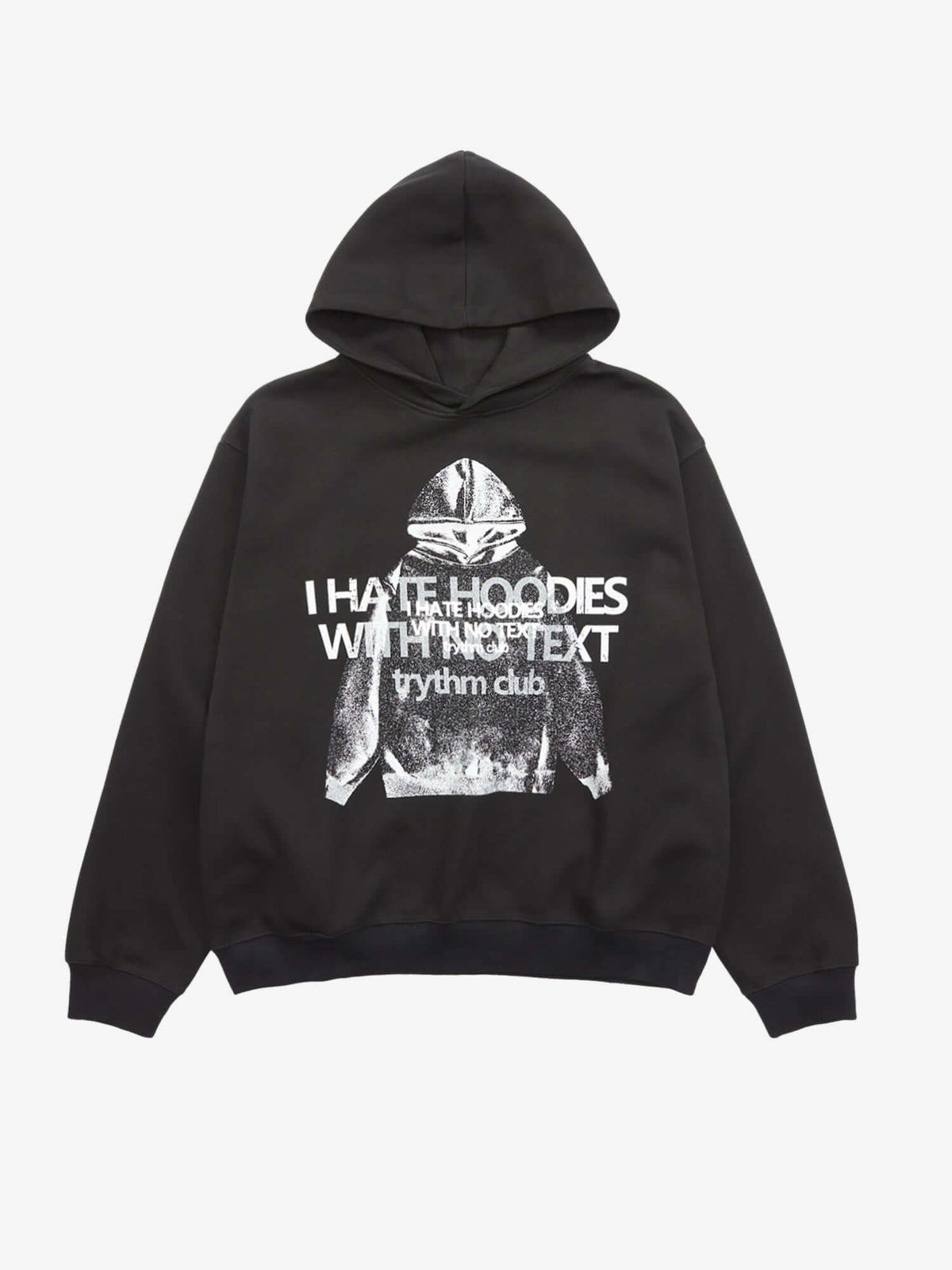 Funny Slogan Hoodie with Photo Print – Black, front view | XoKool