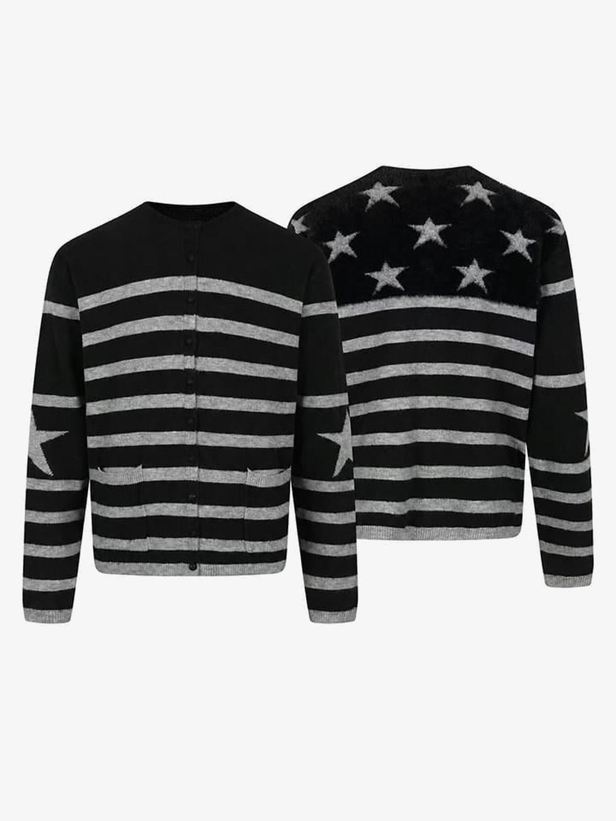 Striped star cardigan – front and back views together | XoKool