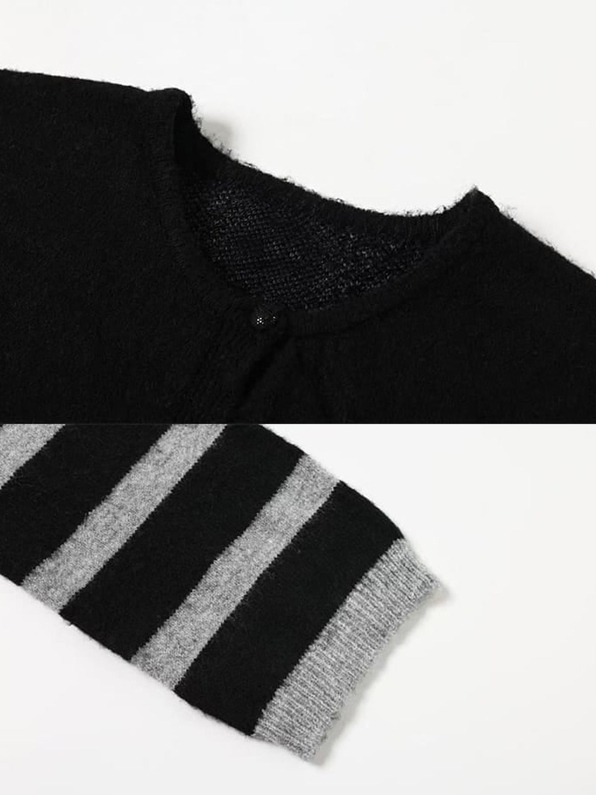 Striped star cardigan – neckline and cuff close-up | XoKool