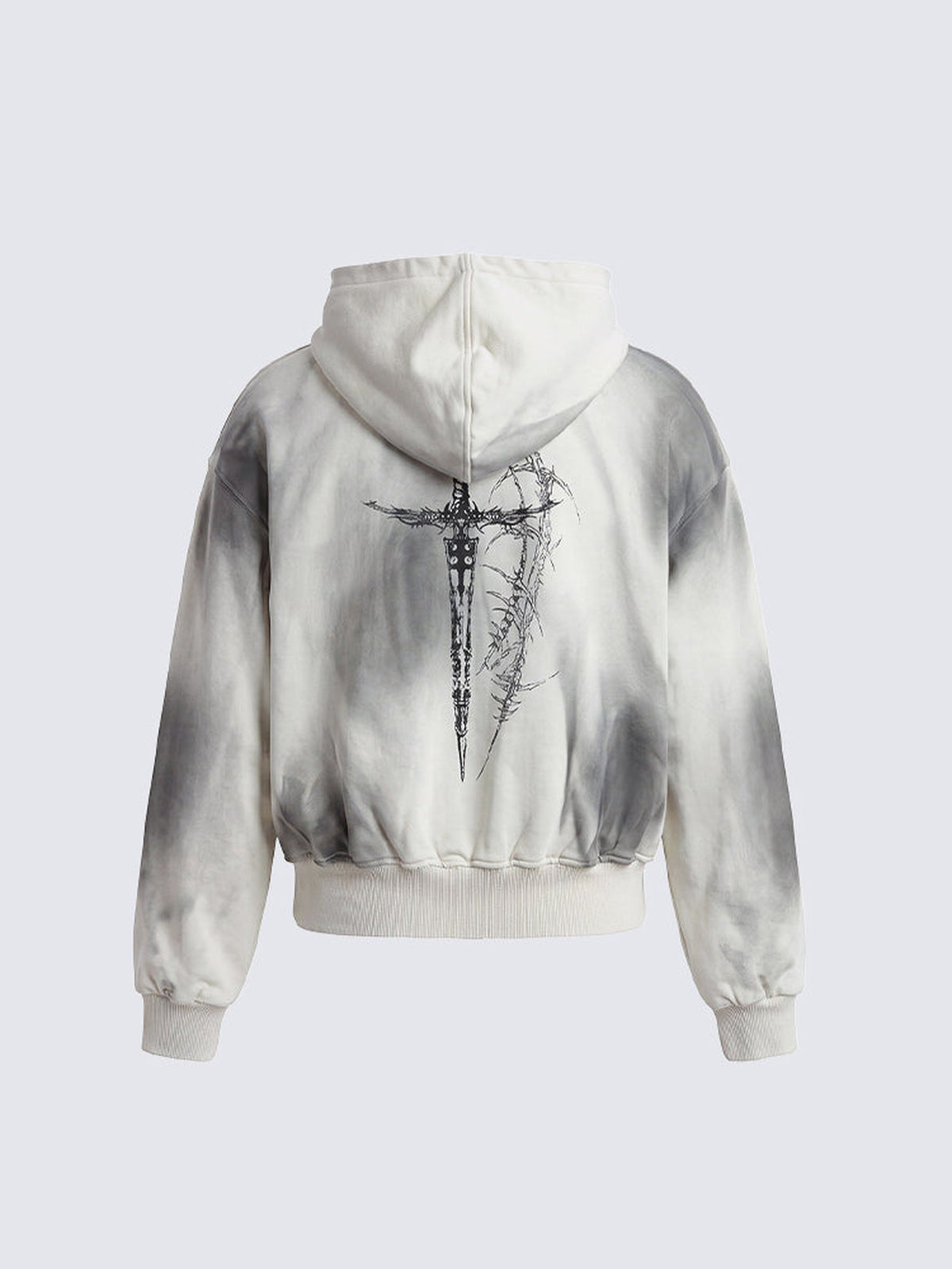 Gothic Zip Hoodie – Weiß, Rückansicht | XoKool