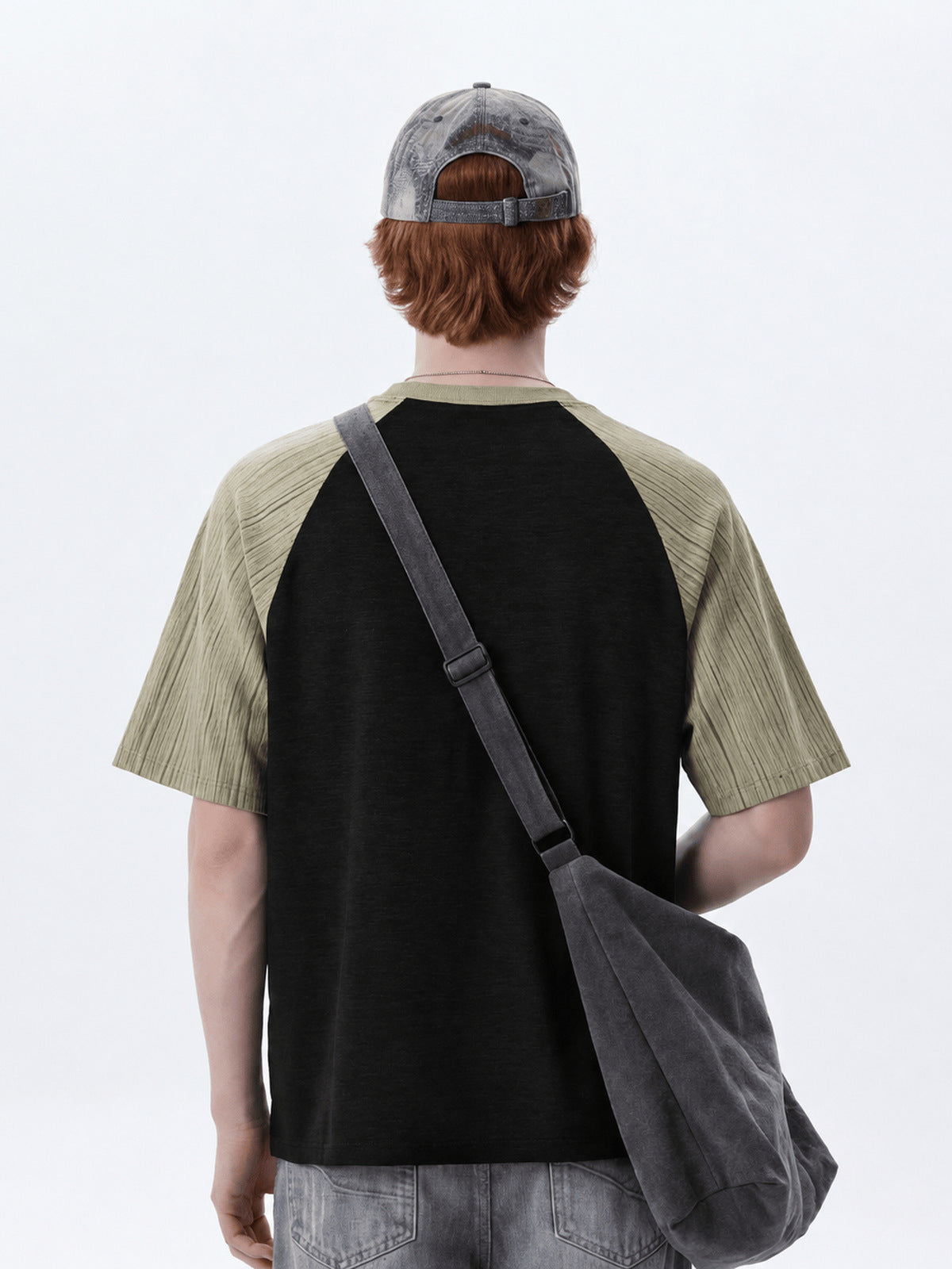 Gothic cathedral raglan tee – on model, back | XoKool