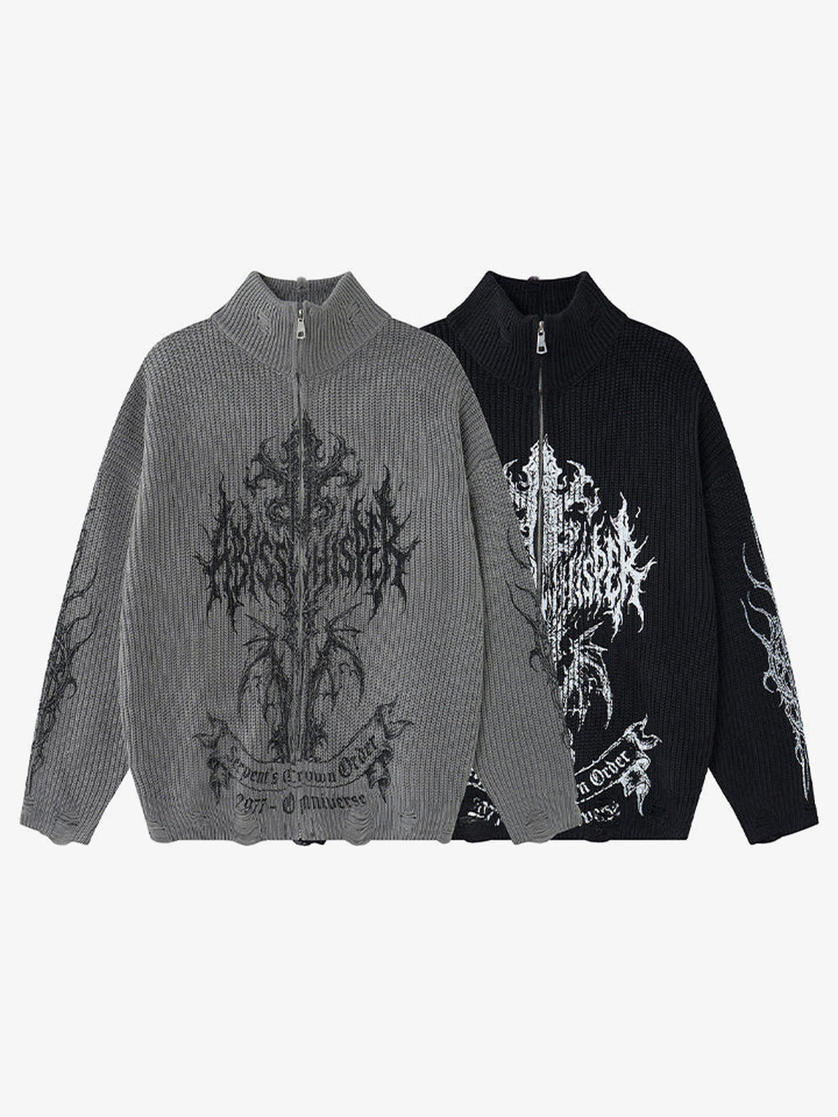 Gothic zip up sweater – Grey and Black, both colours | XoKool