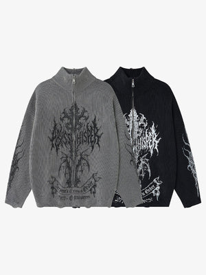 Gothic zip up sweater – Grey and Black, both colours | XoKool