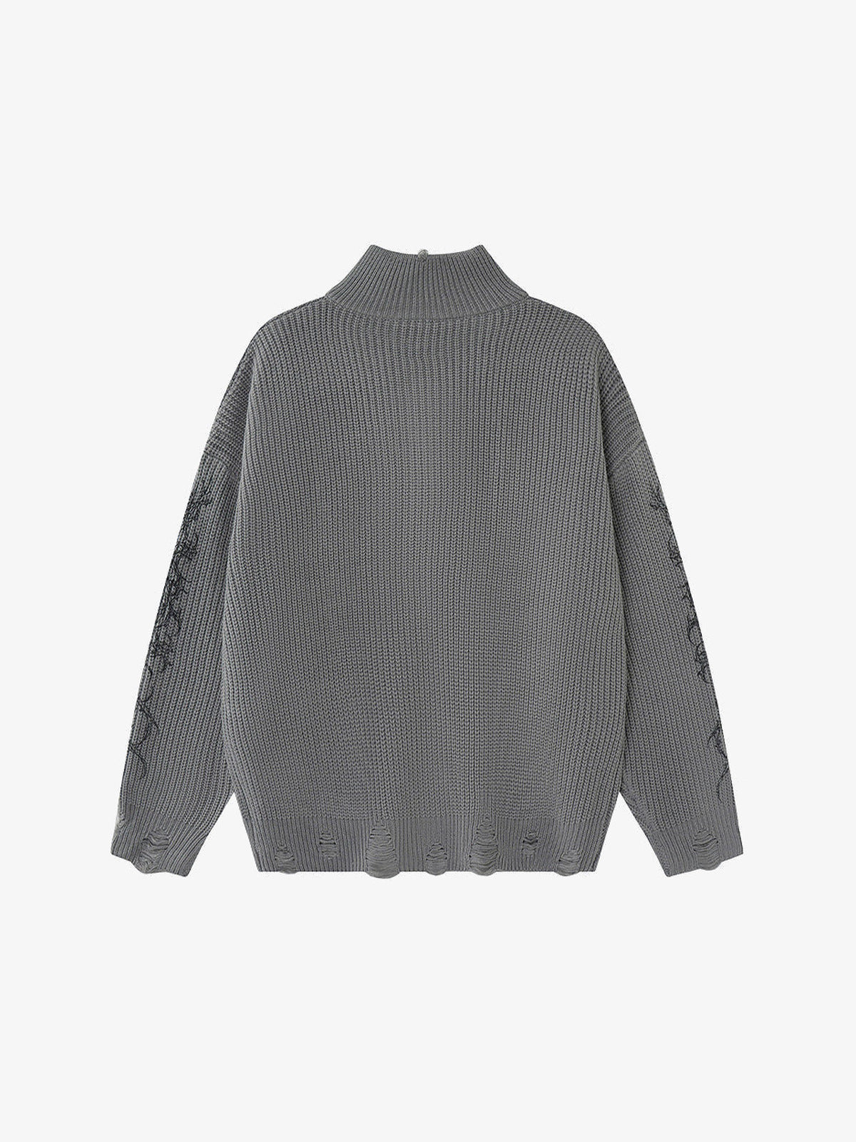 Gothic zip up sweater – Grey, back view | XoKool