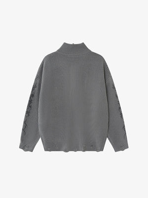 Gothic zip up sweater – Grey, back view | XoKool