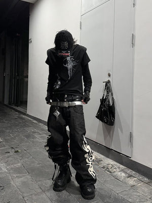 Gothic Cross Layered Long Sleeve Shirt – street photo | XoKool