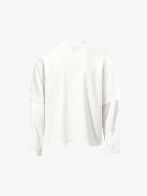 Gothic layered long sleeve shirt – White, back view | XoKool