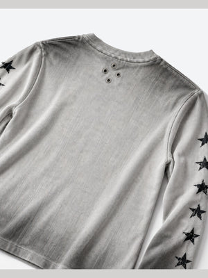 Gothic cross long sleeve tee – back neck eyelets close-up | XoKool