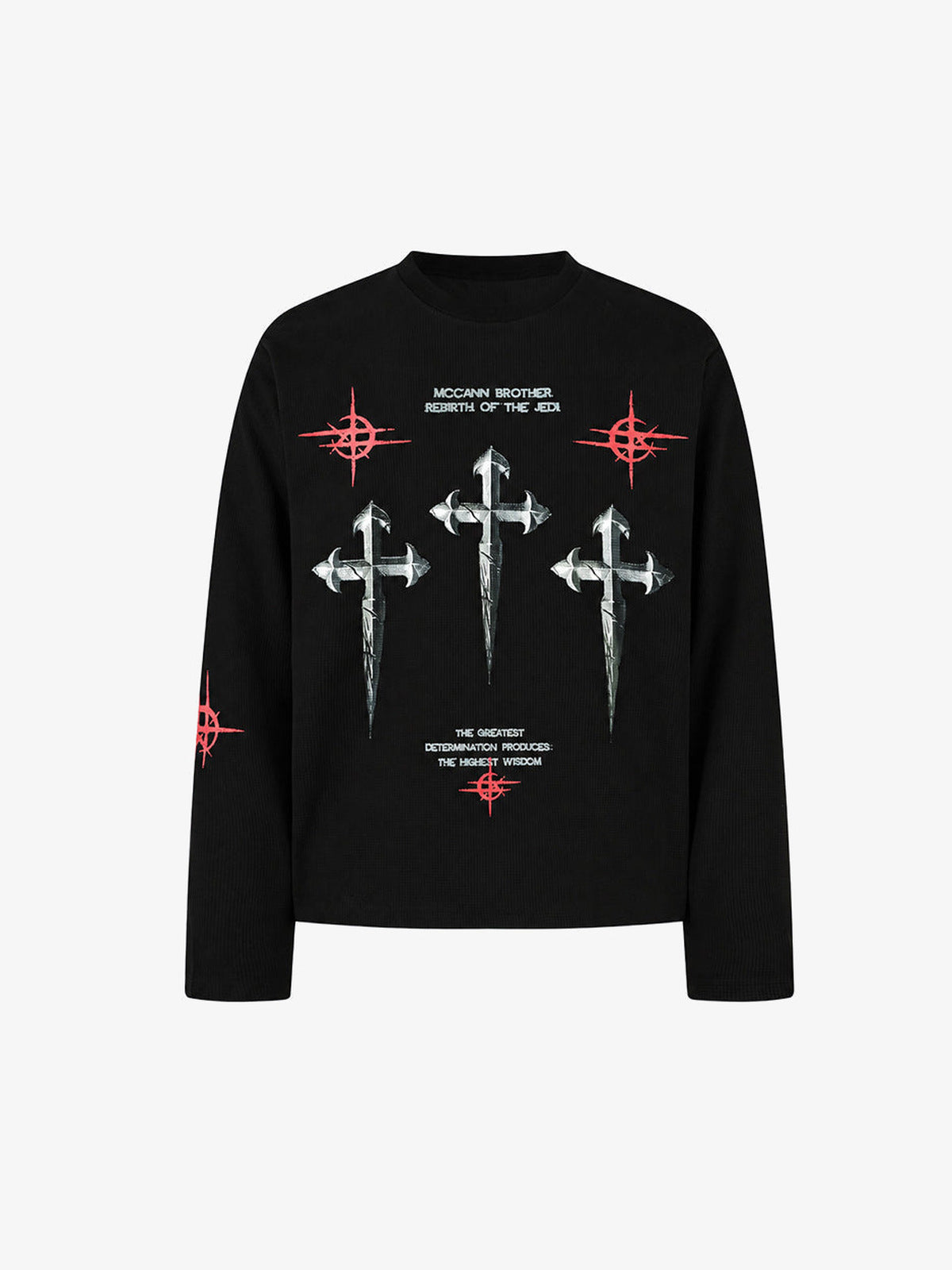 Gothic Cross Thermal Long Sleeve Shirt – Black, front view | XoKool
