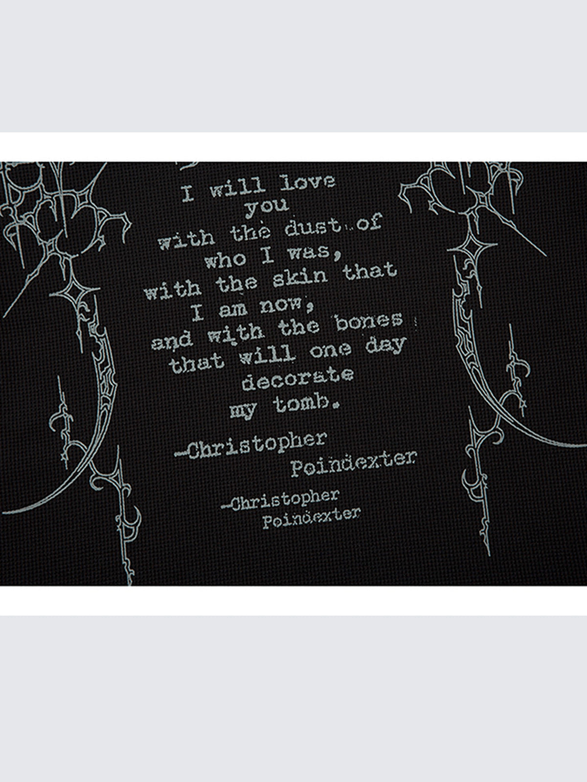 Gothic polo – quote print close-up | XoKool