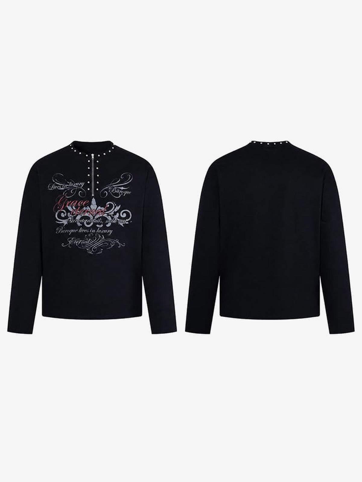 Studded half zip long sleeve – front and back flat | XoKool