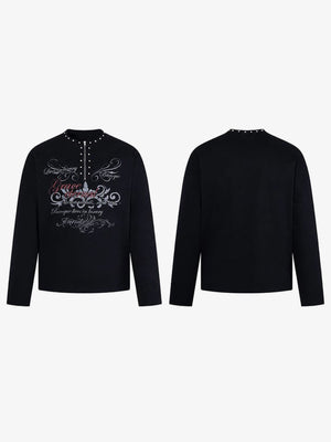 Studded half zip long sleeve – front and back flat | XoKool
