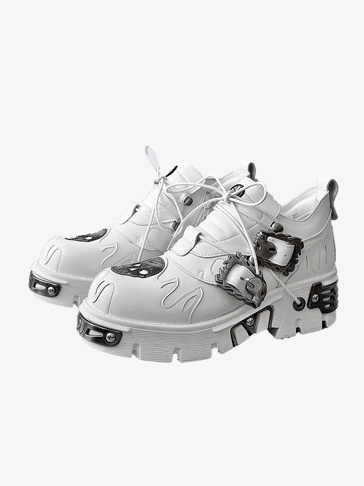 Gothic platform shoes – White pair, angled view | XoKool