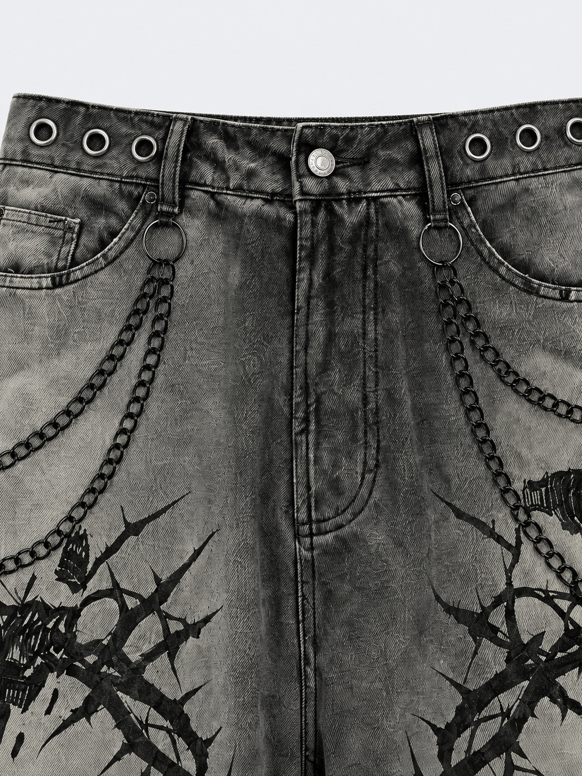 Stacheldraht-Shorts – Detailaufnahme Bund vorne | XoKool