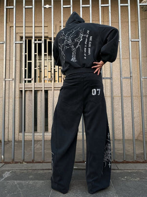 Gothic Tree Back Print Zip Up Hoodie – street photo, back | XoKool