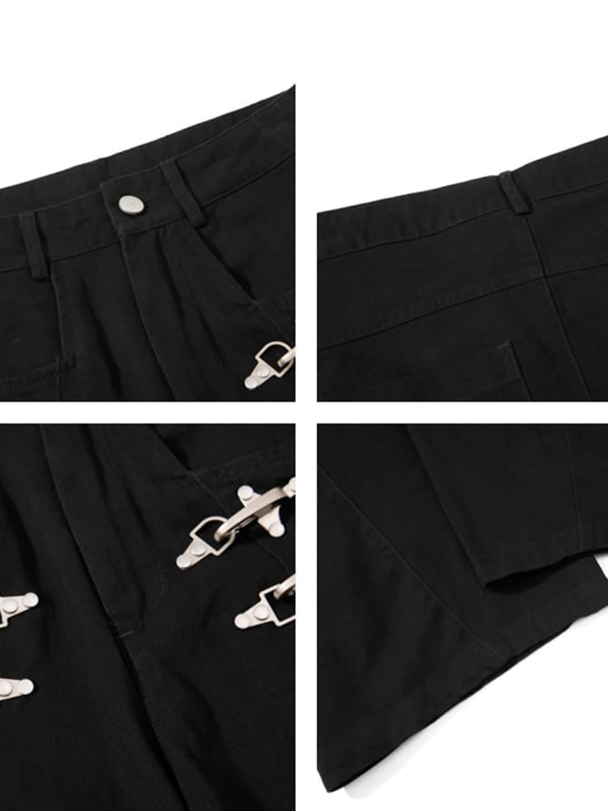 Gothic Hose – Schwarz, Detail-Collage (Bund, Verschlüsse, Einsatz) | XoKool