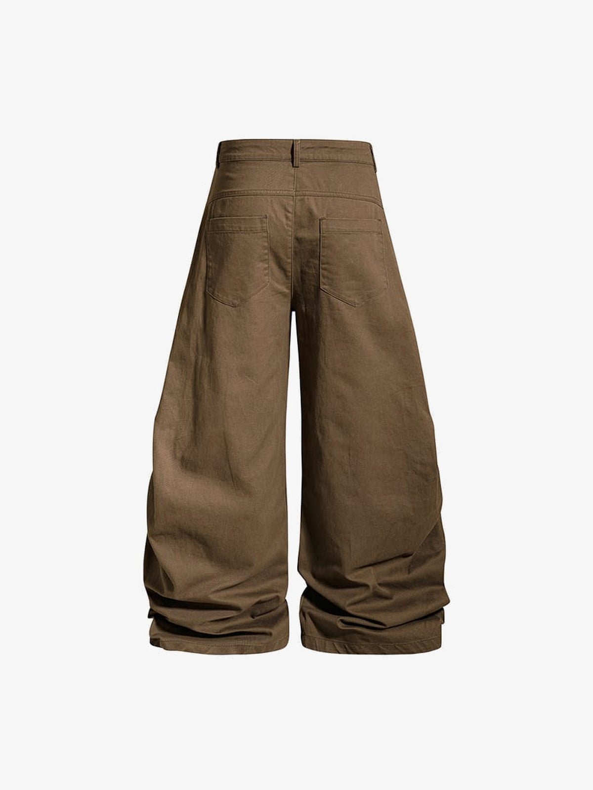 Gothic Wide Leg Hose mit Metallverschlüssen – Kaffeebraun, Rückseite flach | XoKool