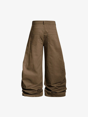 Gothic Wide Leg Hose mit Metallverschlüssen – Kaffeebraun, Rückseite flach | XoKool
