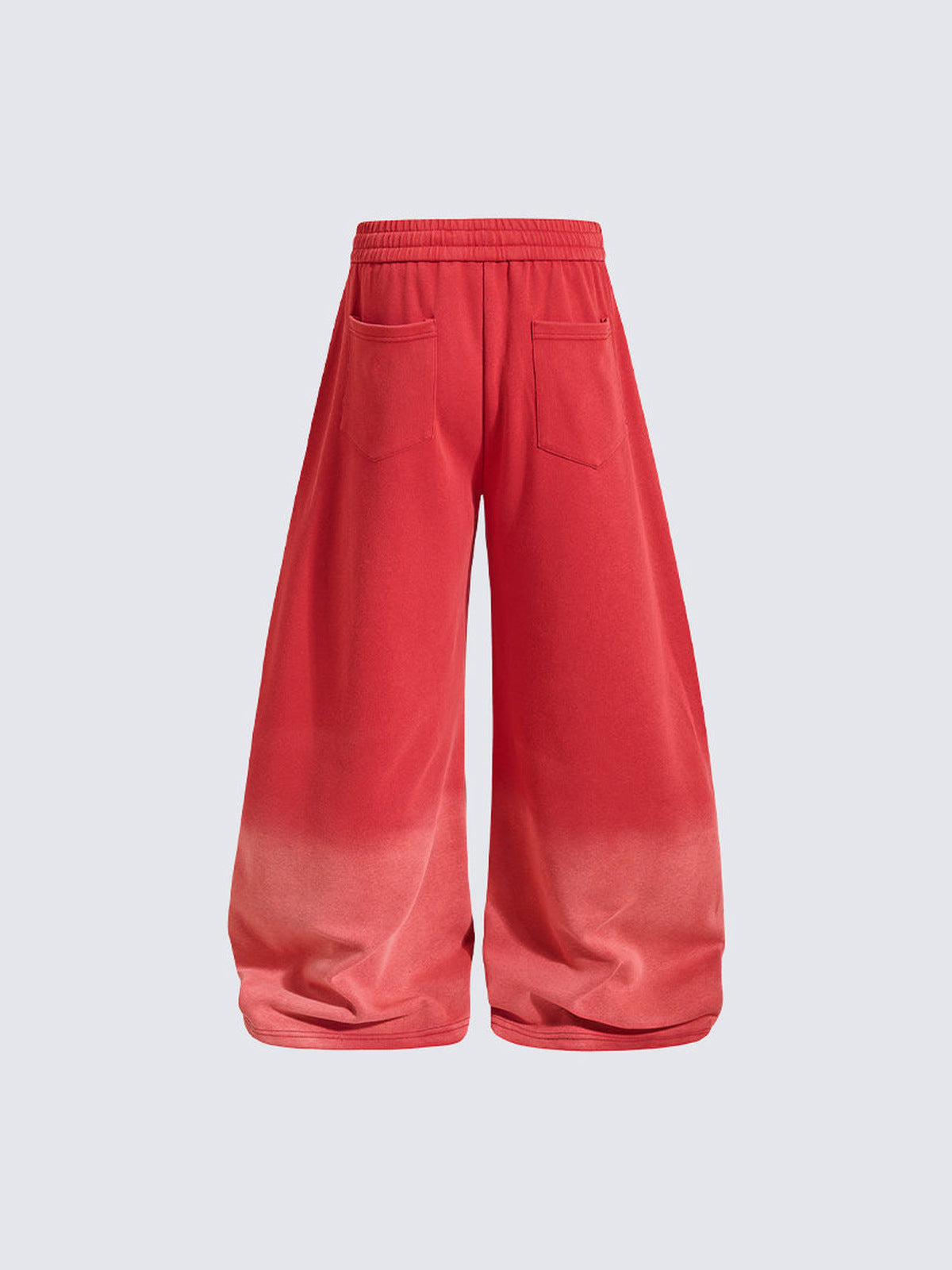 Gradient Wash Embroidered Wide Leg Sweatpants – Red, back view | XoKool