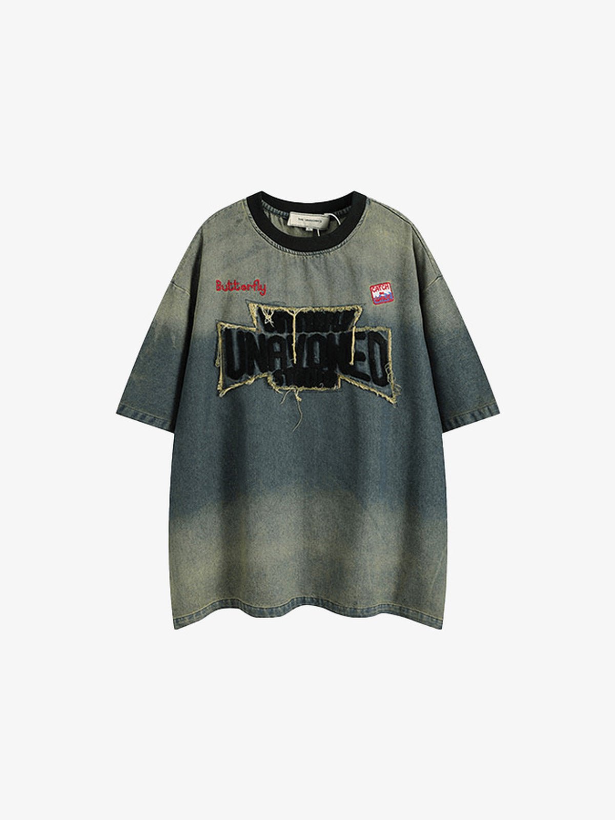 Gradient Wash Oversized T-Shirt with Chenille Patch – front view | XoKool