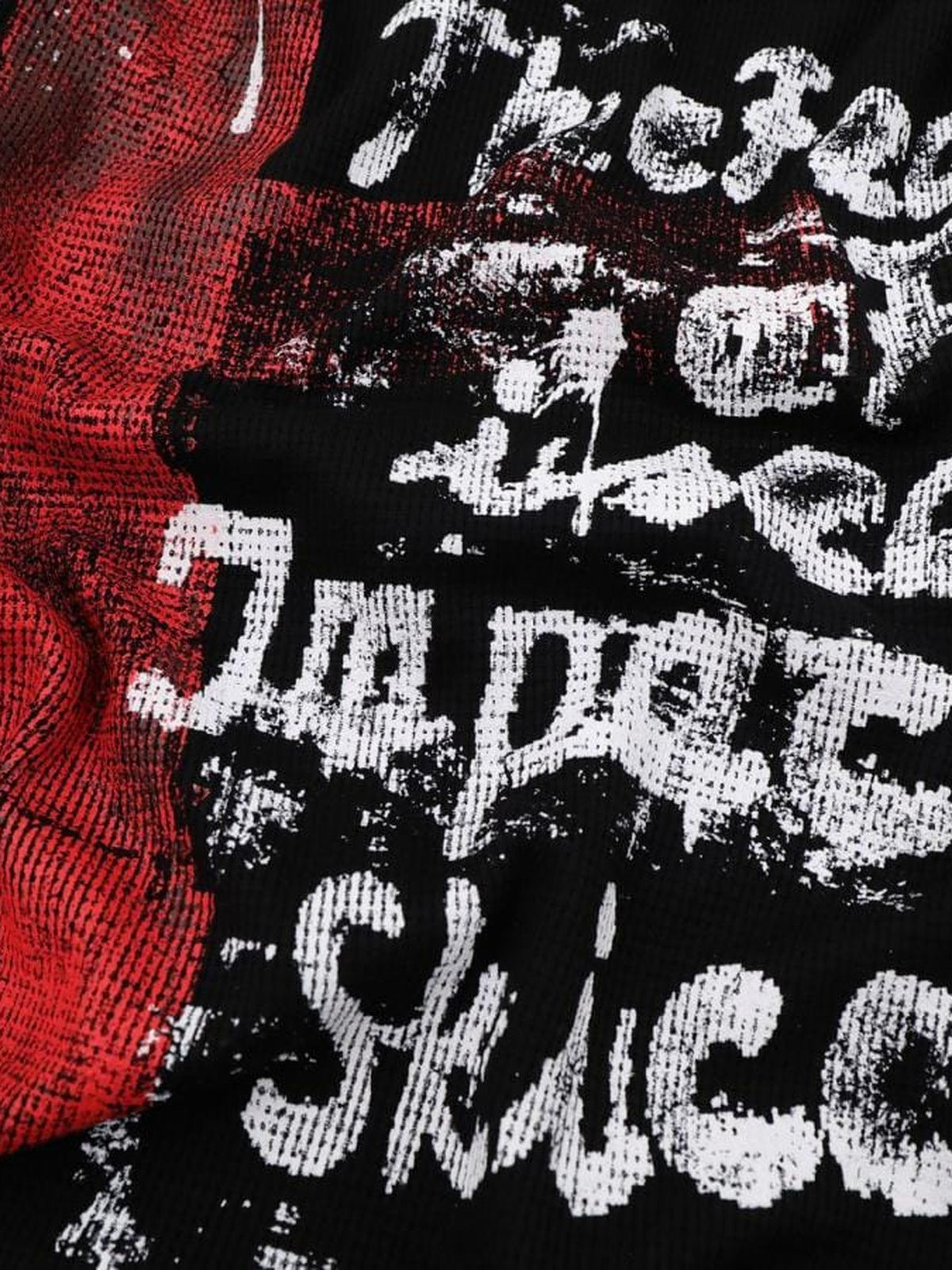 Graffiti Cross Waffle Knit Long Sleeve Tee – front graphic close-up | XoKool