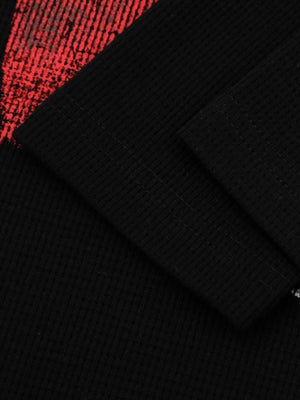 Graffiti Cross Waffle Knit Long Sleeve Tee – waffle knit hem close-up | XoKool