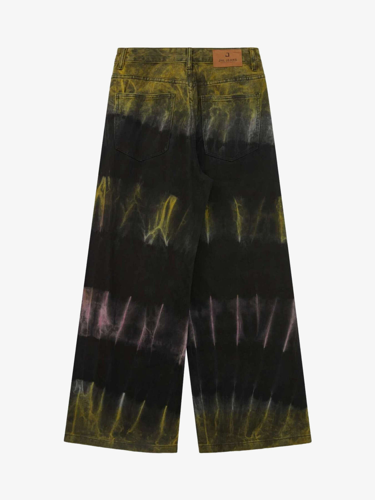 Black Tie Dye Wide Leg Jeans – back flat | XoKool