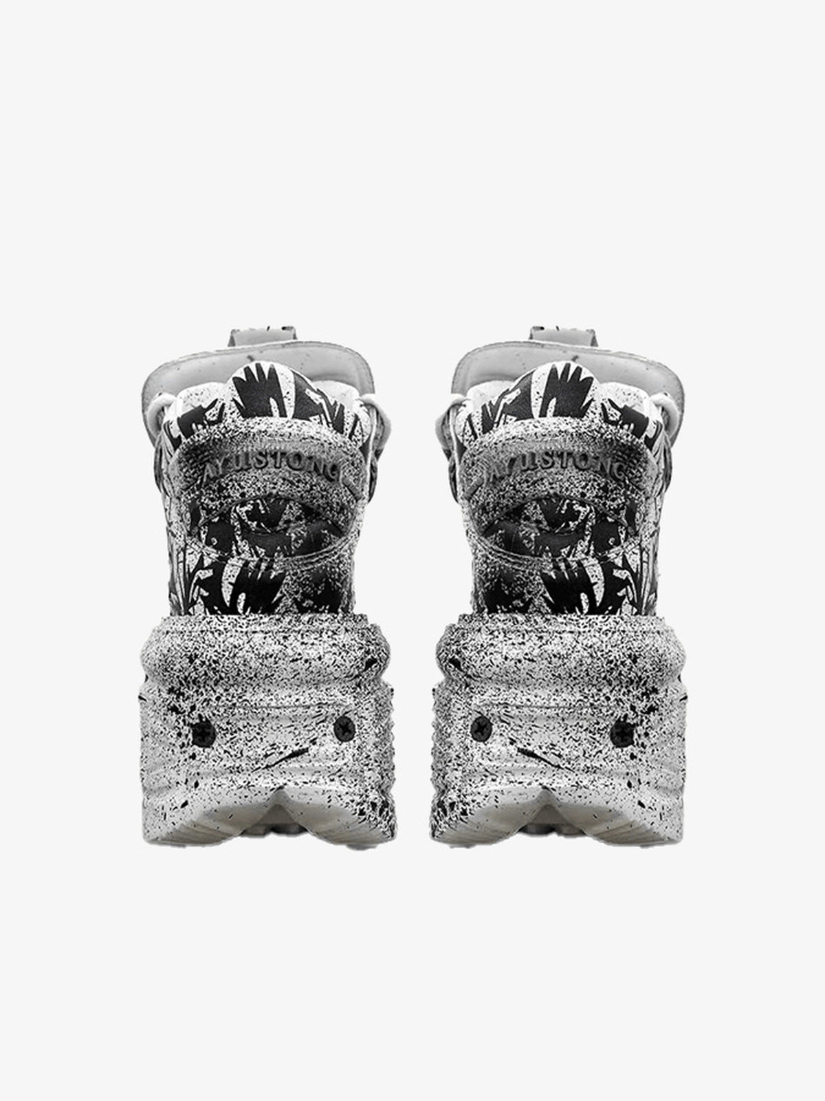 Graffiti Print Spiked Platform Sneakers – pair, back view | XoKool