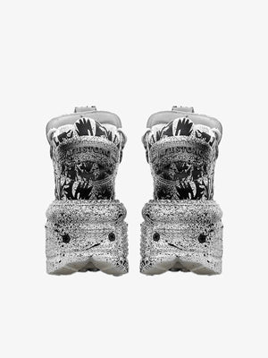 Graffiti Print Spiked Platform Sneakers – pair, back view | XoKool