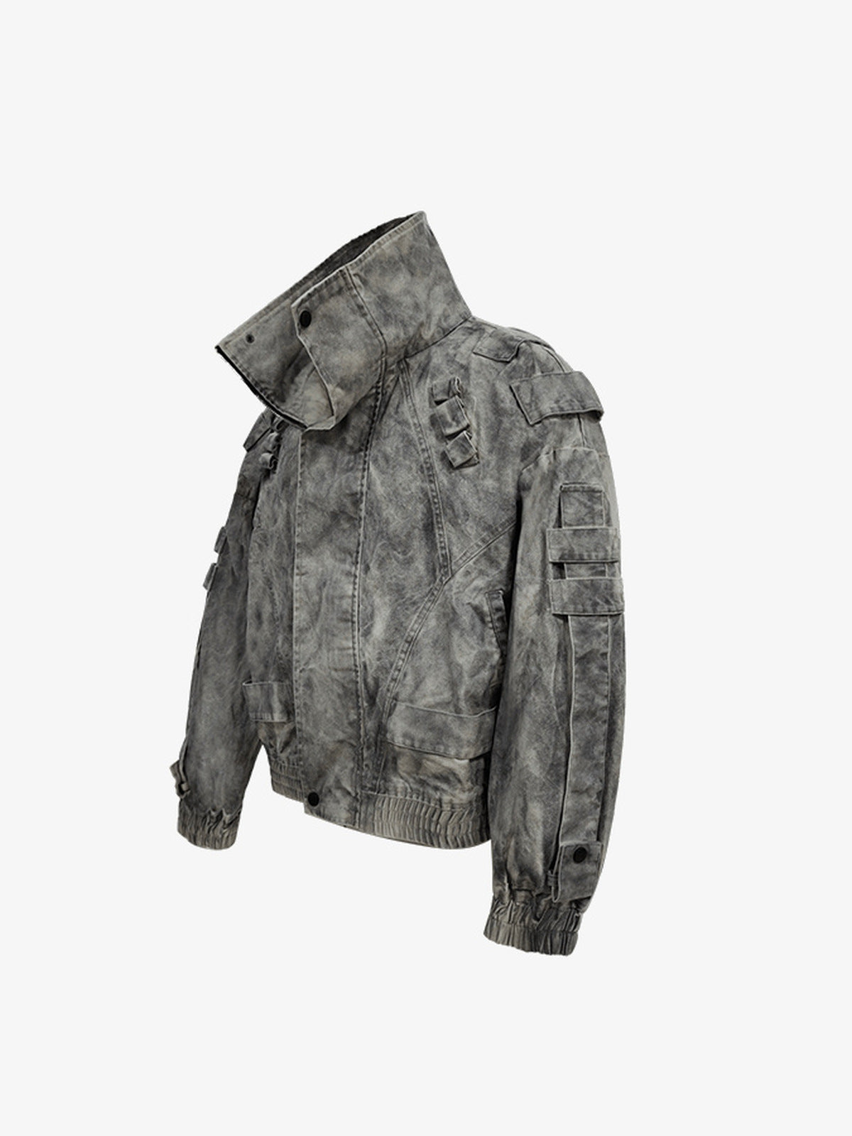Chaqueta bomber acid wash – gris, vista lateral en ángulo | XoKool
