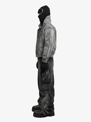 Chaqueta bomber acid wash – en modelo, lateral | XoKool
