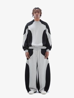 Colorblock Jogginghose in Grau und Schwarz – am Model, komplettes Set vorne | XoKool